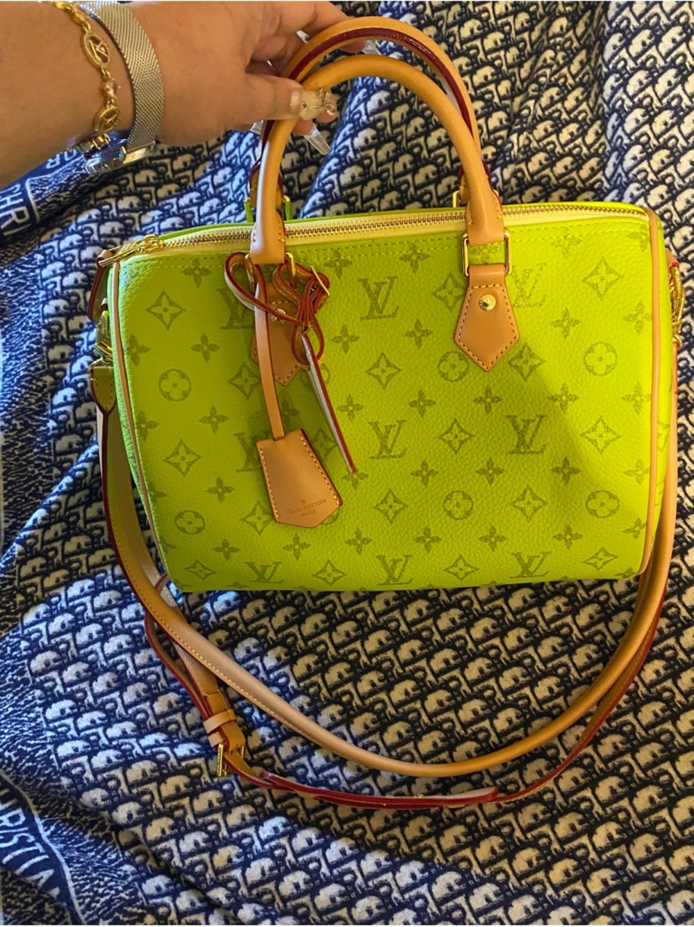 Louis Vuitton Neon Lime Monogram Speedy Bandoulière Satchel
